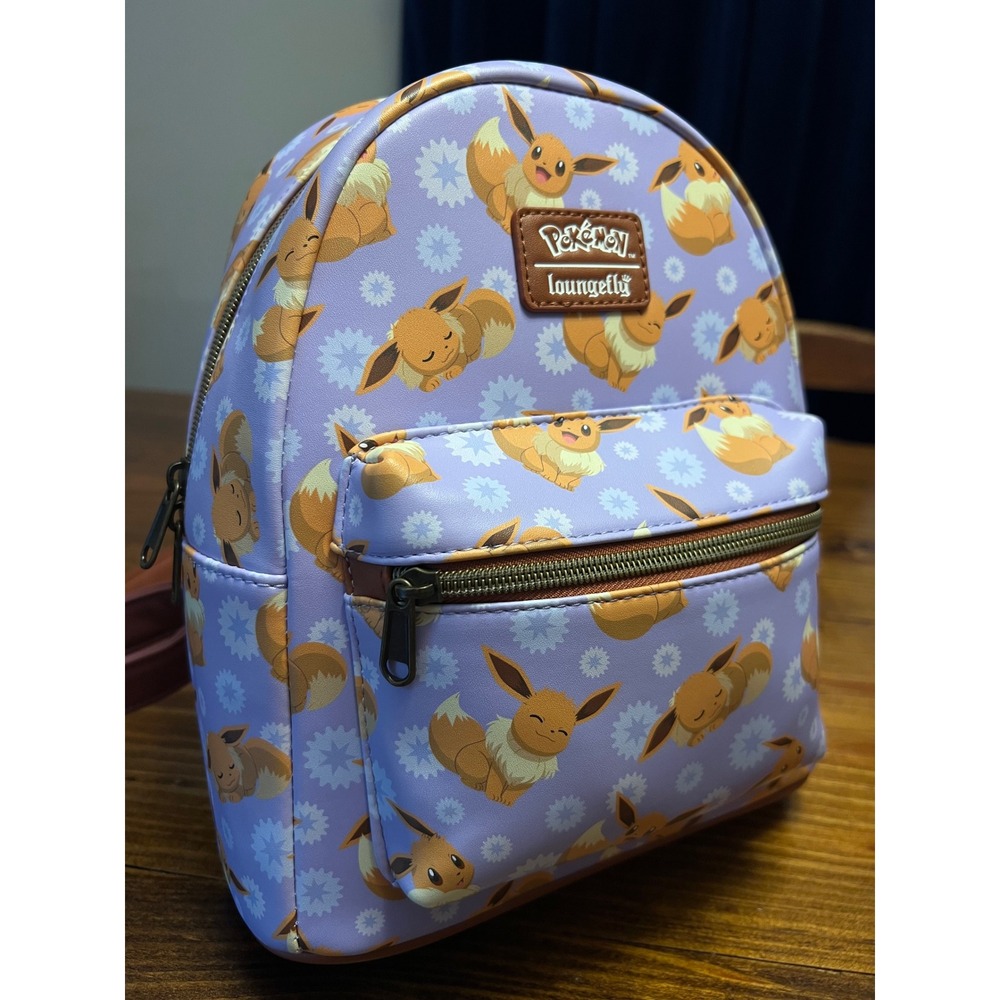 Loungefly Pokemon Mini Backpack Women Eevee‎ Lavender Floral Print Excellent